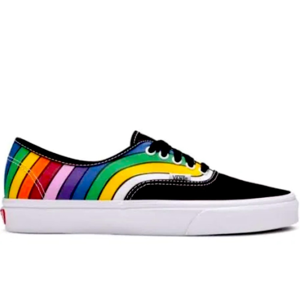VANS Authentic Refract Skate Shoe Black Multicolor Pride Sneakers Women's 8